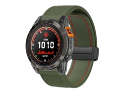 Pulsera Garmin (26 mm) - Silicona plegable - Cierre magnético - Liberación rápida - Verde militar y rojo