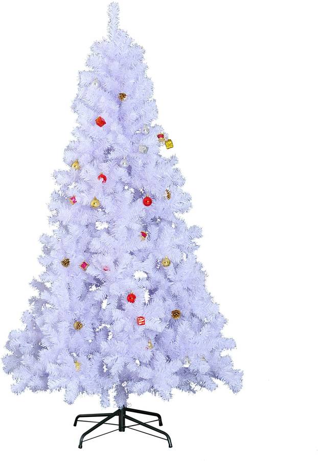 Navideño Homcom 020352 hierro pvc blanco 105x180cm 180cm artificial pino con adornos decorativos 48 pcs y soporte color realista mecedora burro para niños crema rojo negro 60x33x45cm