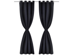 Maison Exclusive - 2 Cortinas Negras Oscuras Con Anillas Metálicas, Blackout 135 X 245 Cm