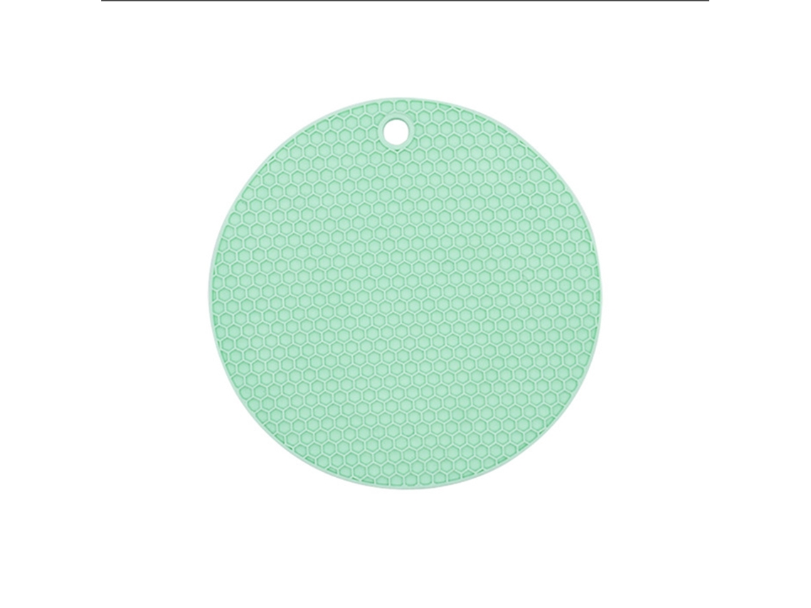 Servilleta redonda de mesa, antiadherente de goma, resistente al calor, lavable, 14,5 cm, verde.
