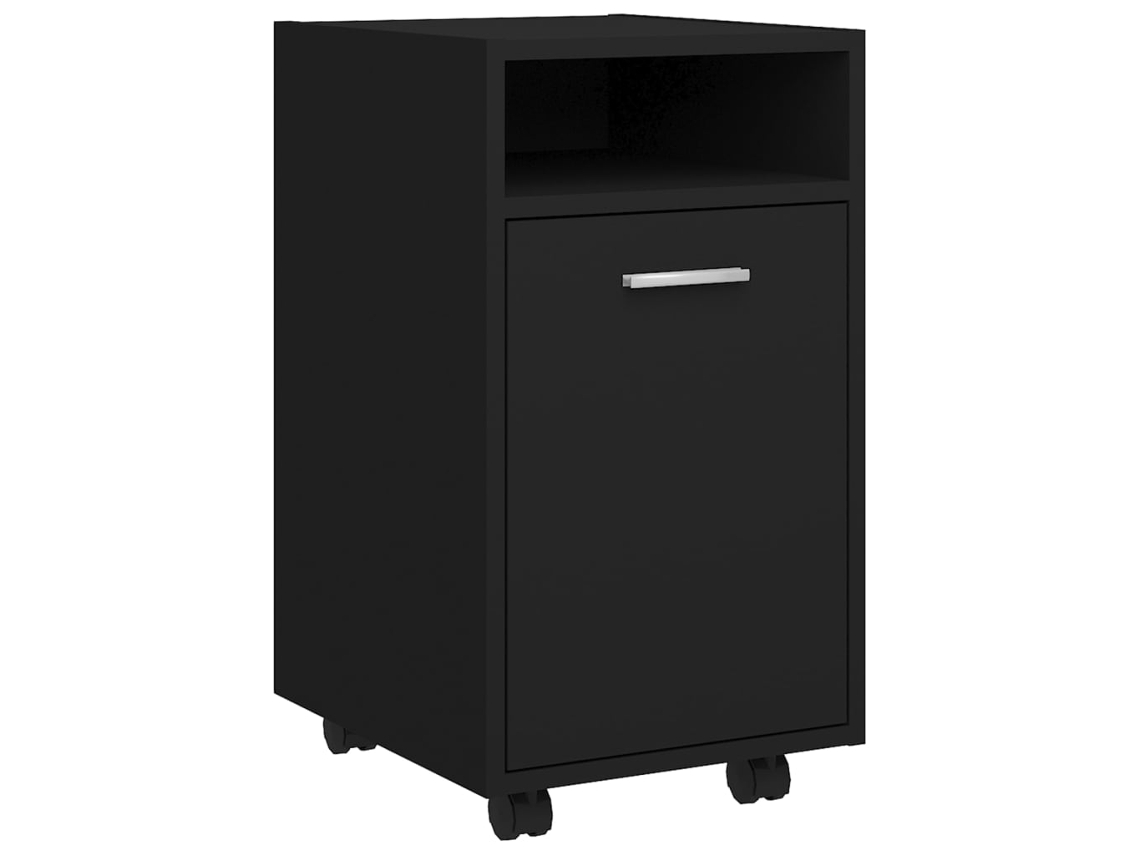 Aparador con ruedas, contrachapado negro, MAISON EXCLUSIVE (33x38x60 cm)