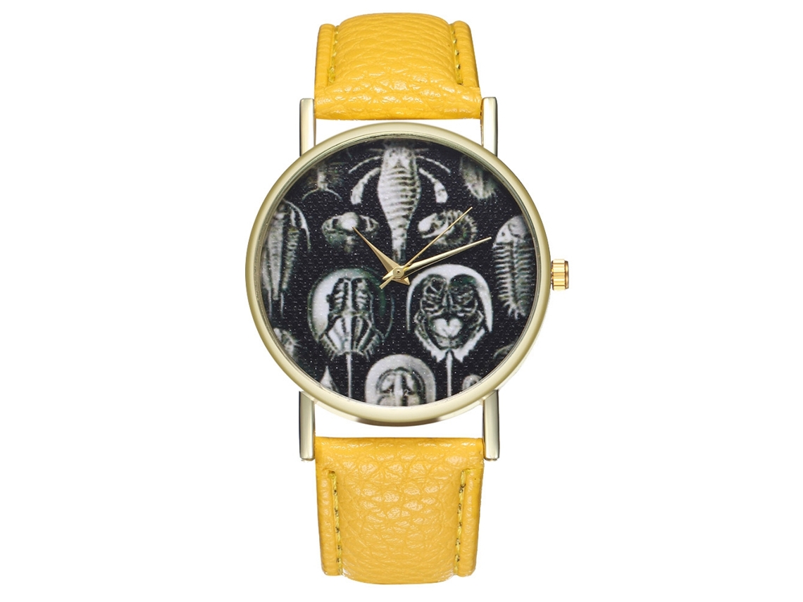 Reloj De Pulsera Unisex Zhoulianfa Con Correa De Cuero Sintético E Ilustraciones De Moda (amarillo)