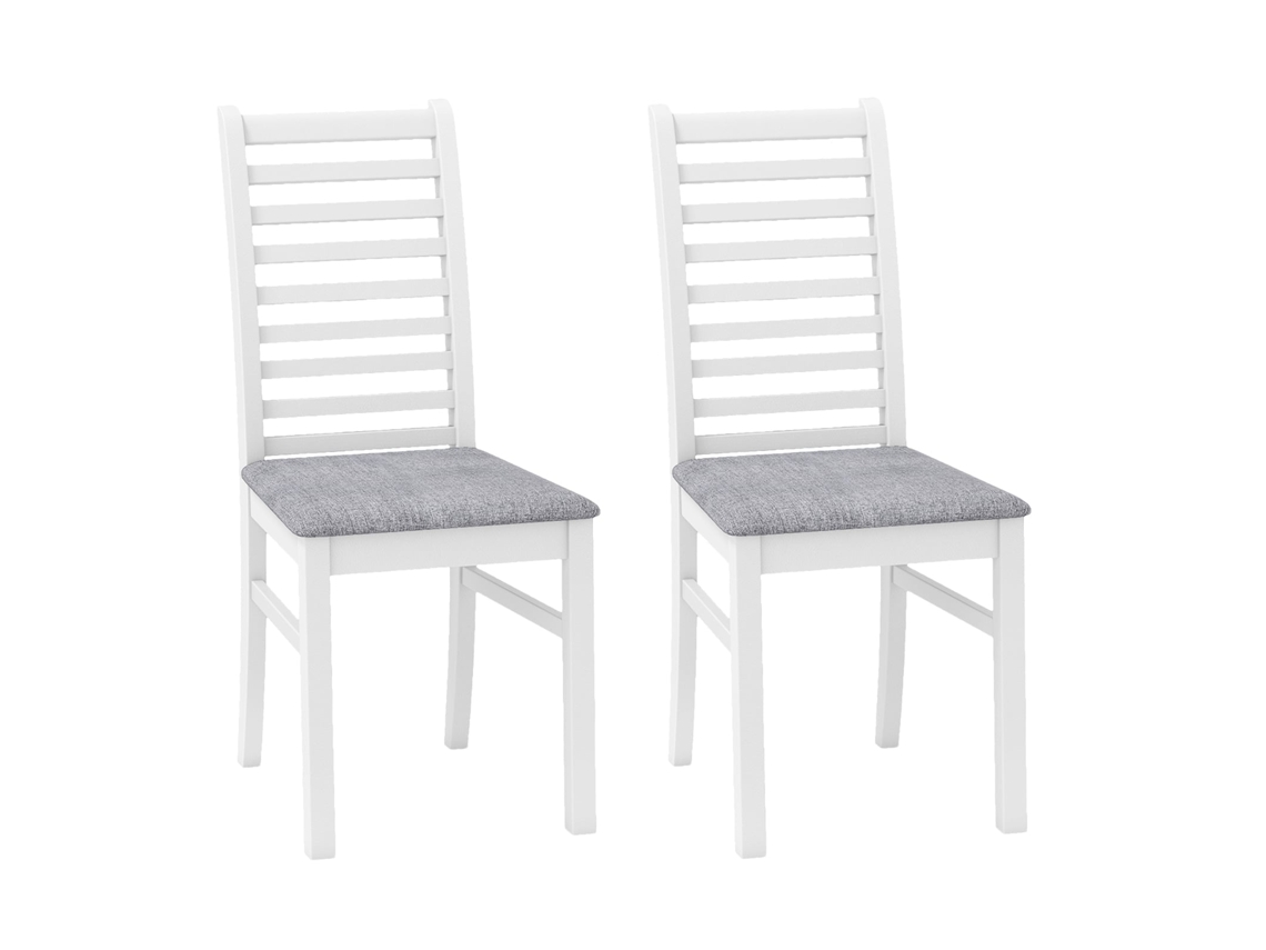 Juego de 2 sillas de comedor en piel sintética, patas de madera de caucho, blanco/gris NORTHIX