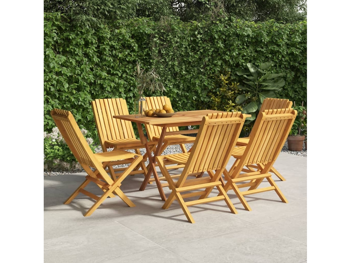 Sillas de jardín plegables (6 unidades, 47 x 47 x 89 cm), teca maciza, DKD Home Decor