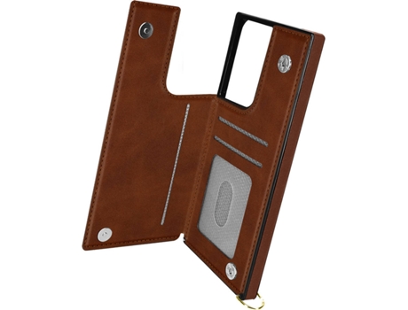 Carcasa Samsung Galaxy S21 Ultra AVIZAR Multifunción con Cordón Marrón