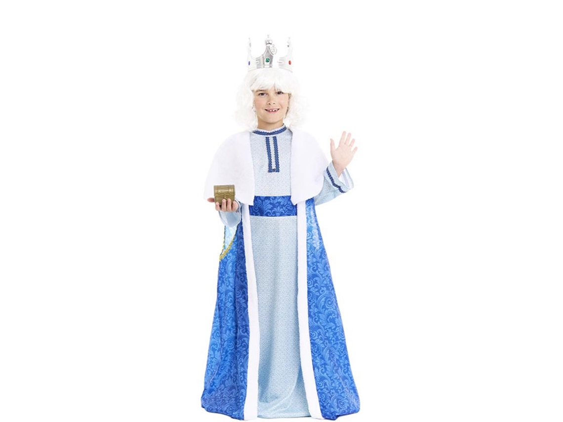 Disfraz de Rey Mago Melchor azul y blanco para niño