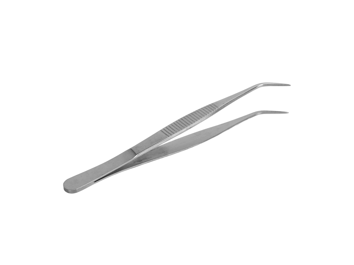 Pinzas De Acero Inoxidable 304 De 16cm Con Punta Fina Serrada Para Laboratorio Y Operaciones Quirúrgicas Curva Precisa