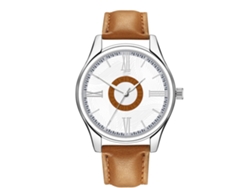 Reloj De Pulsera De Cuarzo Para Hombres Con Correa De Pu Fashionable Business (café Claro Blanco)