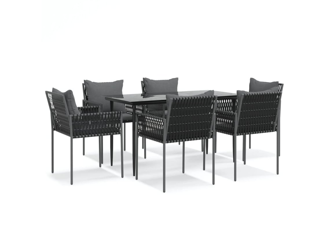 Maison Exclusive - Juego Comedor Jardín 7 Piezas Y Cojines Ratán Sintético Y Acero