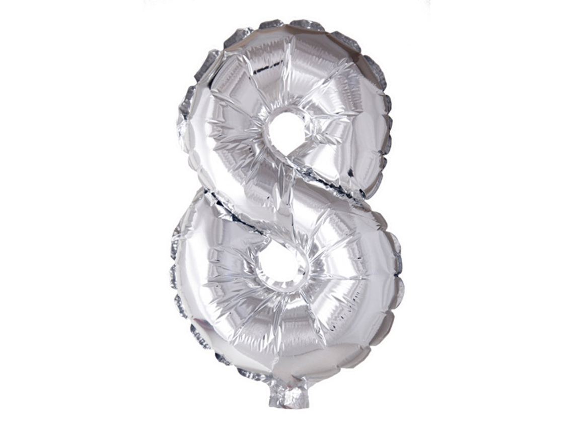 Globo WEFIESTA Foil Número 8 Plateado