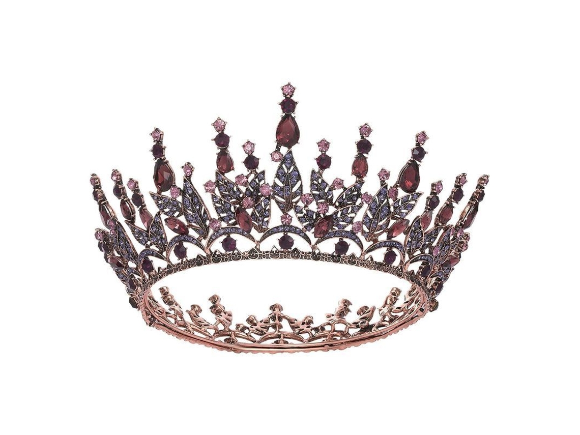 Corona De Reina Con Cristales, Tiara Negra Para Bodas, Cumpleaños Y Fiestas De Disfraces (morado)