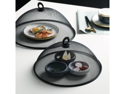 Tapa Para Comida De Hierro Con Malla Densa Giratoria 180 Grados Asa Para Cocina Y Comedor Redonda Negra Mediana