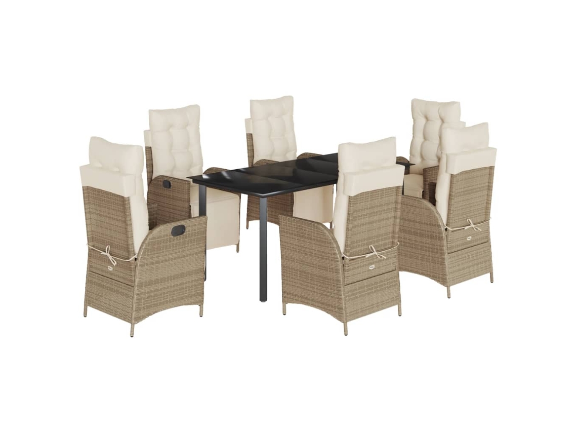 Maison Exclusive - Set Comedor De Jardín 7 Pzas Con Cojines Ratán Sintético Beige