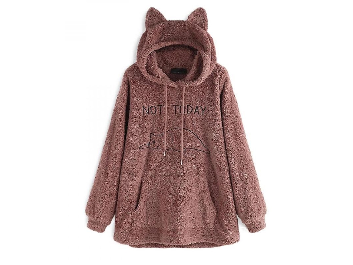 2026-chaqueta Con Capucha De Pelo Doble Oversize Con Orejas De Gato Para Mujer Otoño Invierno 5xl Rosa