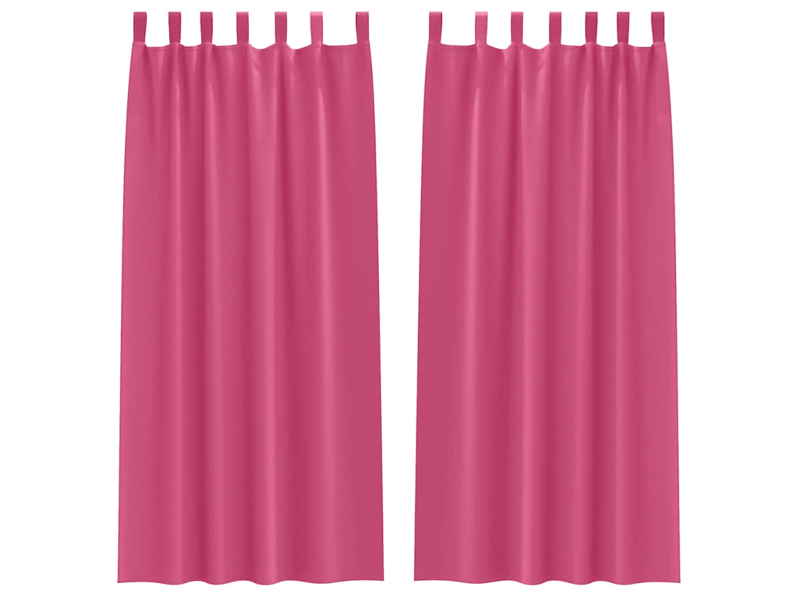Maison Exclusive - Cortinas Opacas Con Anillas 2 Pcs Rosa Brillante 245 X 140 Cm