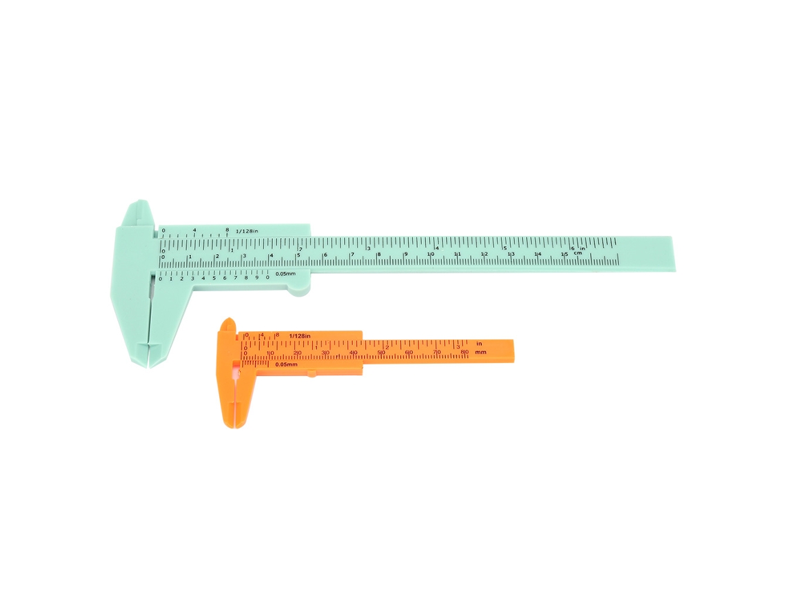 Mini Regla Vernier De Plástico Con Dos Escalas De 80 Mm/150 Mm, Color Verde.
