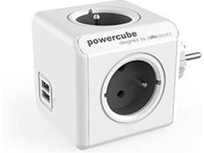 Base Eléctrica ALLOCACOC PowerCube Original USB Type E 4 enchufes Gris