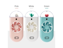 Ventilador nebulizador portátil con luz nocturna, 3 velocidades y conexión USB.