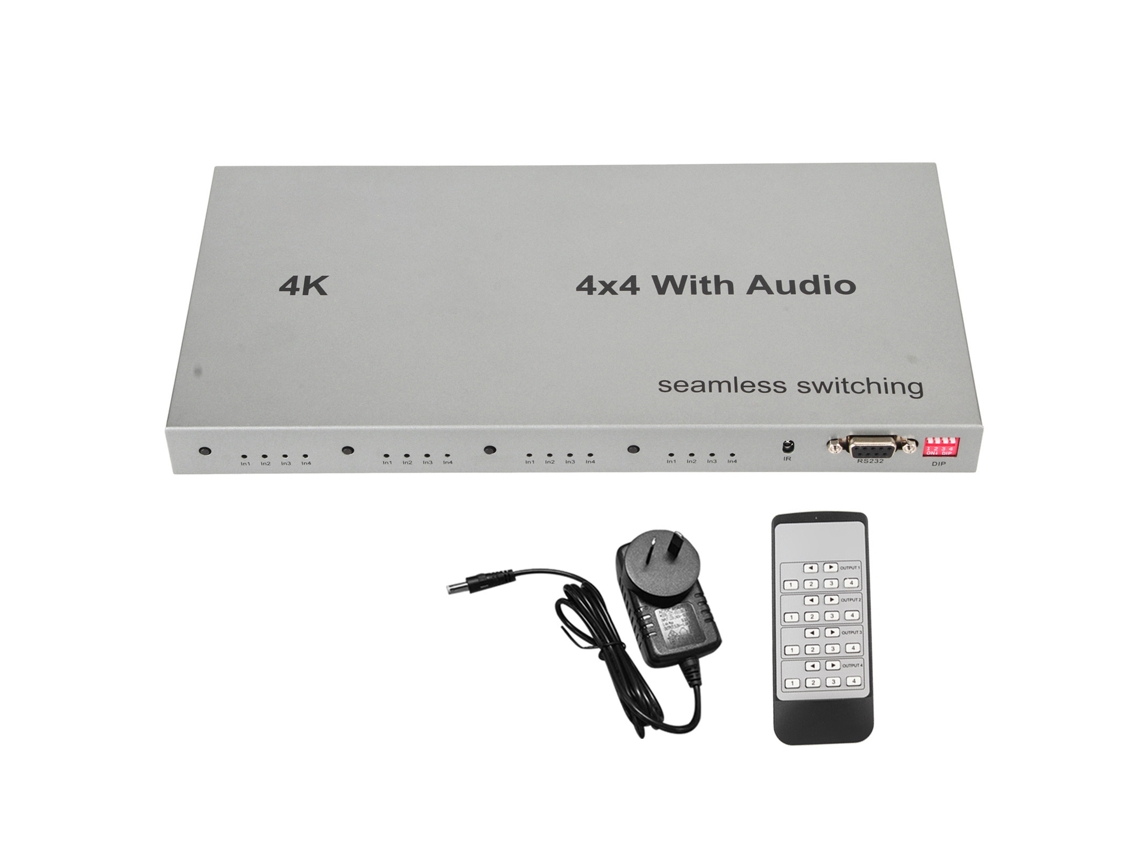 Conmutador De Matriz Hdmi 4 Entradas 4 Salidas, Conmutador/divisor De Vídeo 4k 30hz Con Extractor De Sonido, Enchufe Au
