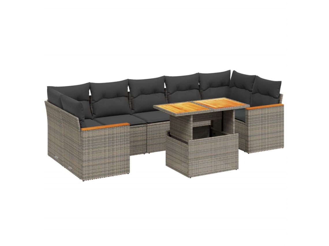 Maison Exclusive - Set De Sofás De Jardín 8 Pzas Y Cojines Ratán Sintético Gris