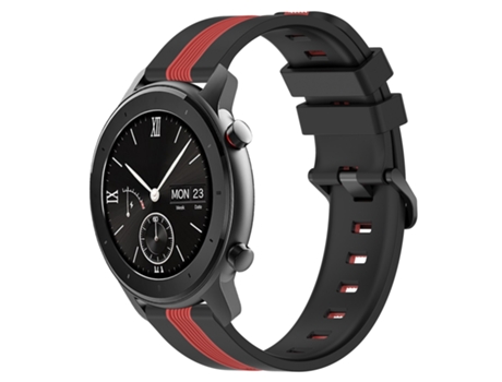 Correa de reloj inteligente para Amazfit GTR 42MM 20mm Correa de reloj de silicona vertical bicolor (negro + rojo)