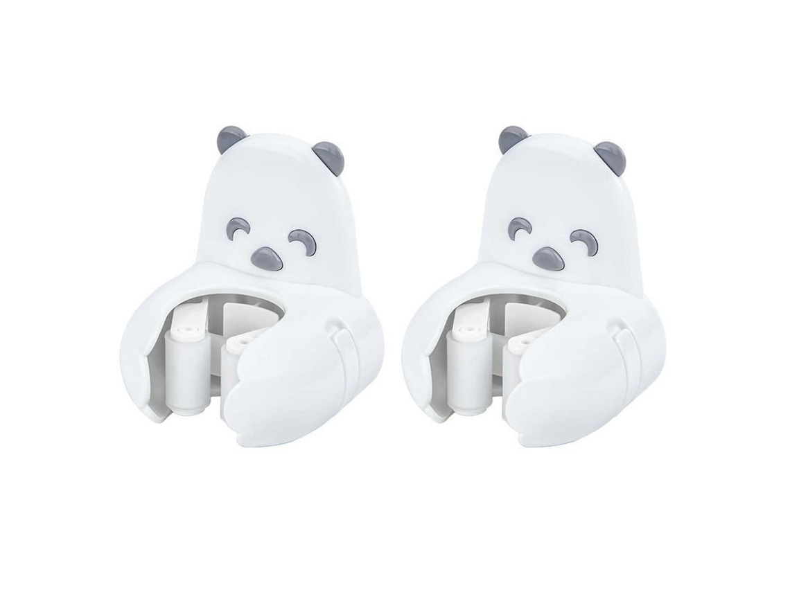 2026-soporte Para Escobas Y Mops Adhesivo Sin Taladrar Mini Oso Blanco 2 Unidades Linjou