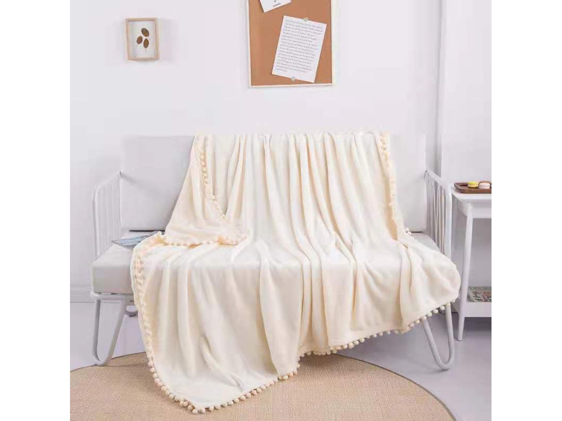 Manta Kofihety con Pompones Caliente para Sofá (40x20x6cm)
