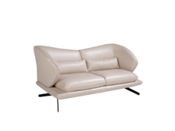 Sofá de 2 Plazas ANGEL CERDA (Gris Taupe y Negro - Cuero - 175 x 90 x 85 cm)