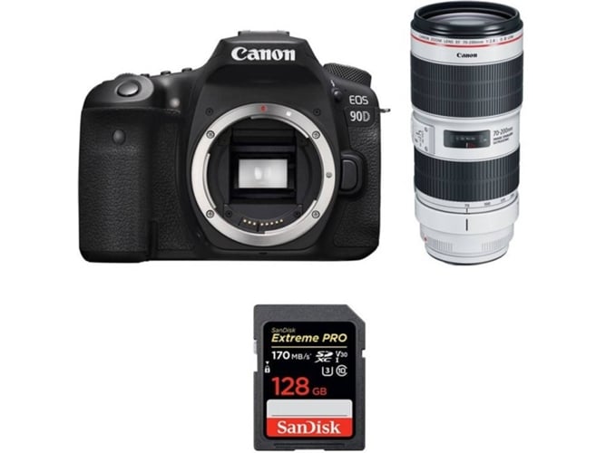 Kit Cámara CANON EOS 90D + EF 70-200mm f/2.8L IS III USM + SanDisk 128 GB (APS-C)