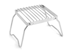 Soporte para estufa de exterior, altura ajustable, escurridor de platos de acero inoxidable