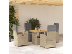 Juego de comedor de jardín de 5 piezas con cojines de mimbre beige de DKD Home Decor