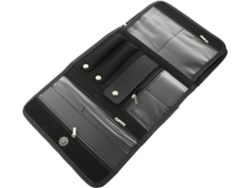 Estuche Viaje Joyas Pu Poliéster Negro Organizador Plegable Facilitar Transporte Almacenamiento Compacto