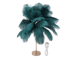 Rebe-lámpara De Mesa Decorativa Con 30 Plumas Recargable Usb Control Táctil Batería Integrada Verde Oscuro