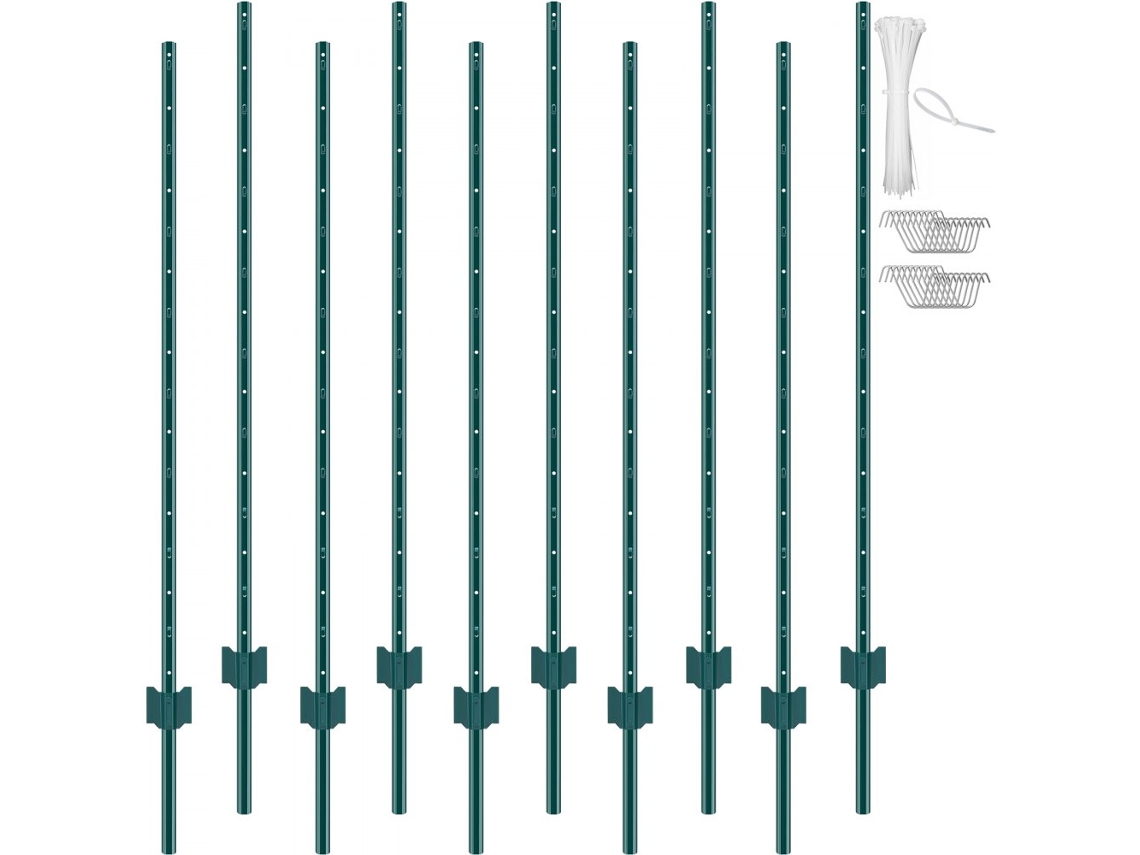 Juego de 10 postes para cercas de canal en U de 152,4 cm en acero Q235 con revestimiento UV Tekmaquinas