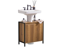 Mueble Para Debajo Del Lavabo Armario De Baño 1 Estante Y 2 Puertas Bzr63-Ii-Pf SOBUY (Marrón-60x30x60cm)