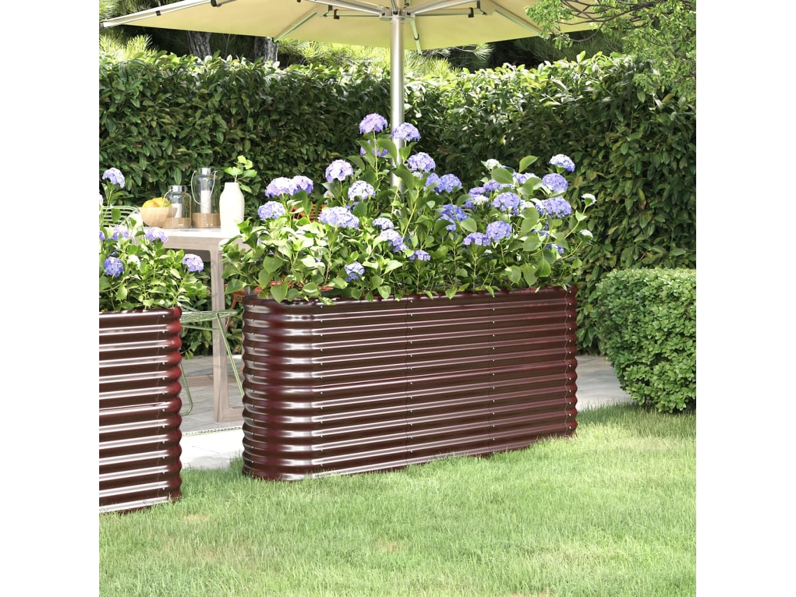 Jardinera elevada de acero con recubrimiento en polvo marrón, 152 x 40 x 68 cm, DKD Home Decor