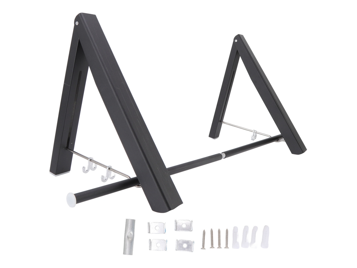 Percha de pared retráctil de aluminio negro plegable para armario, dormitorio y balcón.