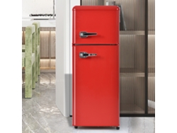 Nevera Retro De Doble Puerta 92l - Congelador 28l, Estantes De Cristal, Luz Led, Eficiencia Energética - Roja