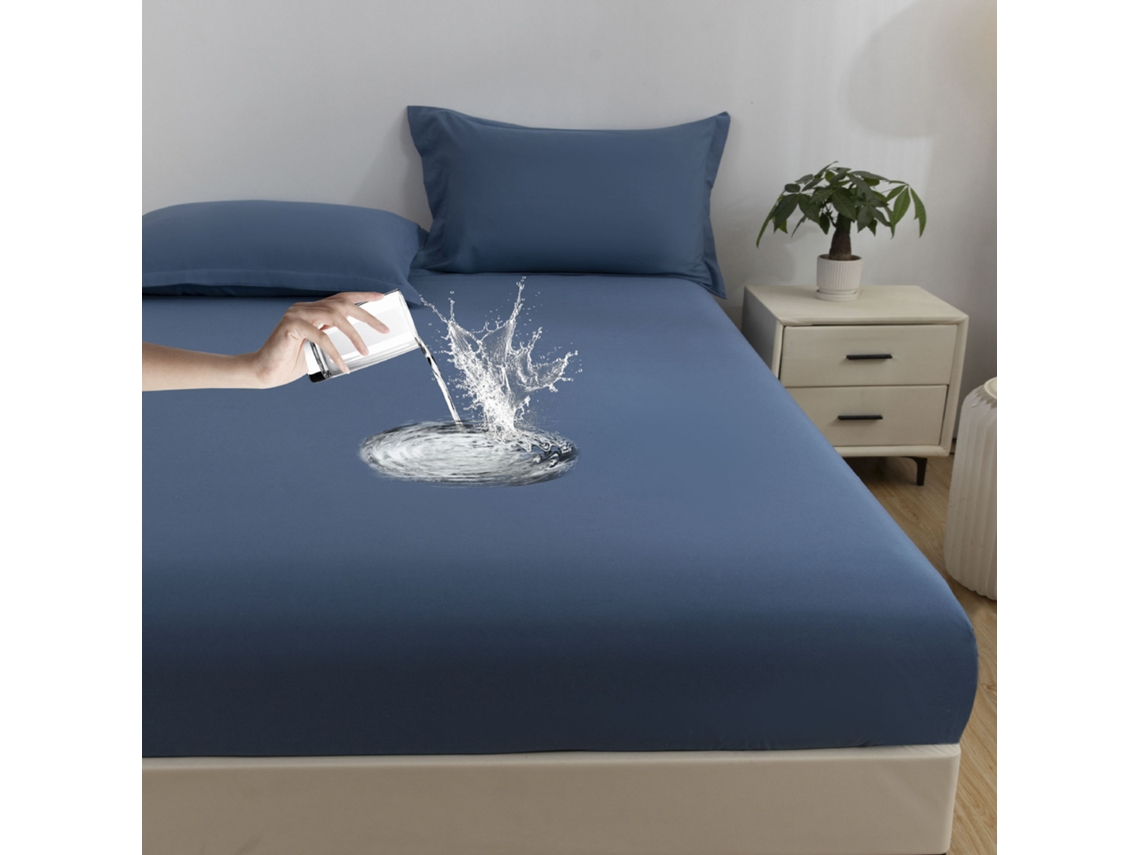 Protector De Colchón Impermeable, Funda De Almohada No Incluida, Suave Y Delicado Para La Piel, Color Azul, 120x200cm. Panoona