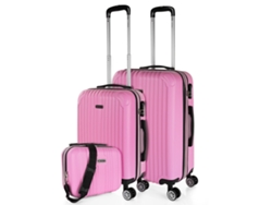 Juego De Maletas Rígidas Abs ITACA Sevron rosa (41X66x27 Cm - 68L)
