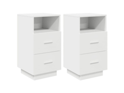 Maison Exclusive - Mesillas De Noche 2 Uds Con 2 Cajones Blanco 36x36x68 Cm