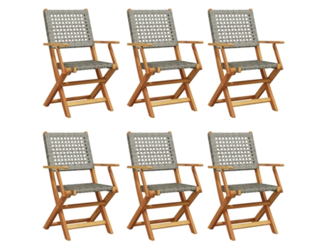 Conjunto 6 Silla De Jardín VIDAXL Gris Madera