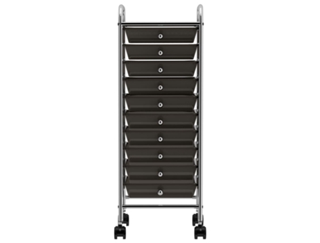 vidaXL Carrito de almacenaje portátil 10 cajones plástico negro