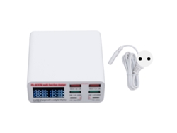 Estación De Carga Usb De 87 W Con 6 Puertos, Pantalla Lcd, Pd Qc3.0, Concentrador De Carga De Doble Voltaje, Enchufe Europeo.