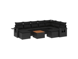 Maison Exclusive - Set De Sofás De Jardín 10 Pzas Cojines Ratán Sintético Negro