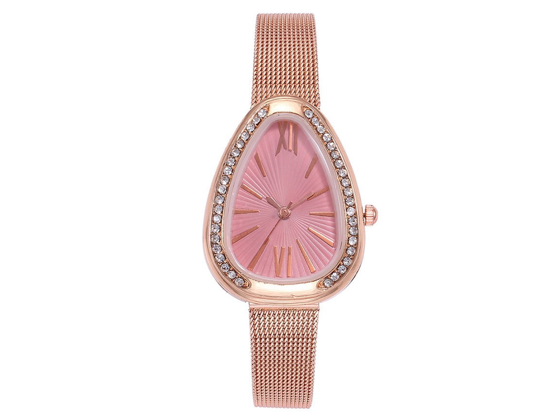 Reloj De Cuarzo Para Mujer Con Correa De Piel Sintética Y Diamantes De Imitación Vansvar (rosa)