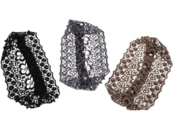 Diadema Ancha Elástica De Encaje Con Adornos De Perlas, Juego De 3 Para Mujer, Accesorio