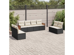 Conjunto de sofá de jardín de 8 piezas con cojines en mimbre sintético negro de DKD Home Decor