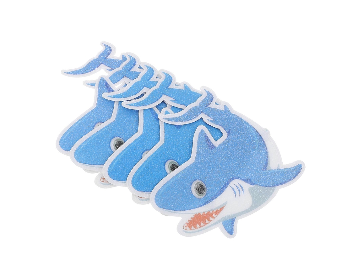 Omni-5 Hoja De Pegatinas Antideslizantes Para Bañera Infantil Con Diseño De Tiburón Listo Para Usar 12,00x8,60x0,10cm Azul