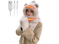 2026-gorro Bufanda Guantes Calentados 3 En 1 Con Pelo Suave Para Mujer Niña Invierno Cálido Lindo Orejas Plush Set
